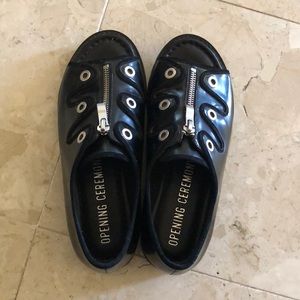 Opening Ceremony black patent leather sandals